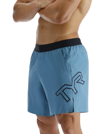 TYR Hydrosphere™ Men's Lined 7" Unbroken Big Logo Shorts - Solid