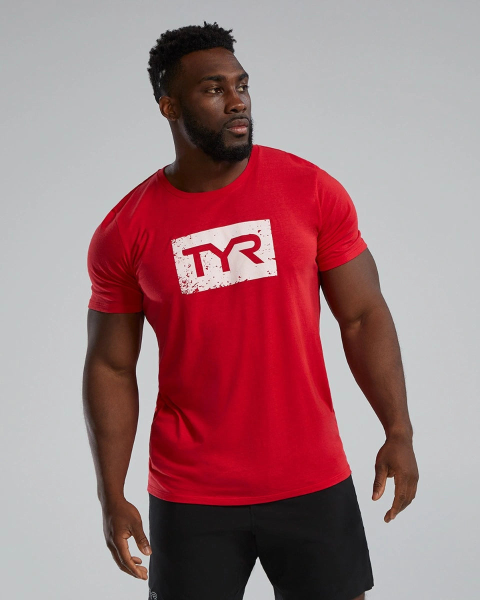 TYR UltraSoft Men's Short Sleeve Graphic Tee Distressed TYR Brick