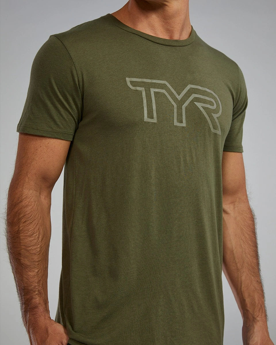 TYR Men's Ultrasoft Lightweight Tri Blend Tech Tee - Big Logo